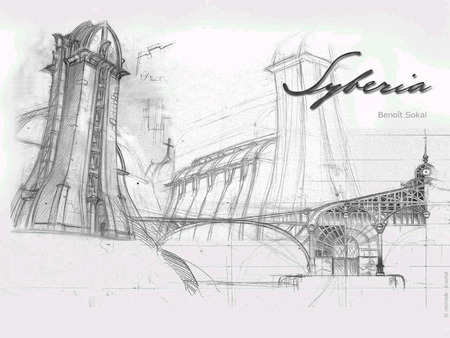 Syberia - syberia, design, black and white, machine