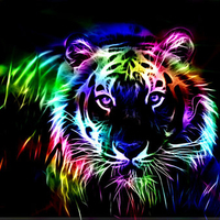 Gorgeous Colorful Fractal Tiger