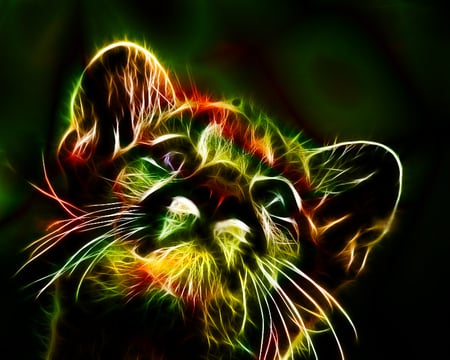 Cute Fractal Lion Cub - lion cub, colorful, cute, fractal