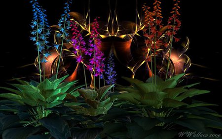 Fractal Fantasy Garden - colorful, fractal, flowers, garden