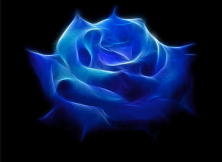 A Beautiful Blue Fractal Rose - rose, blue, fractal, beautiful