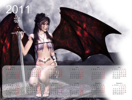 Calendar 2011 - 3d, fantasy, angel, calendar