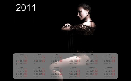 Calendar 2011 - woman, sexy, black, 3d