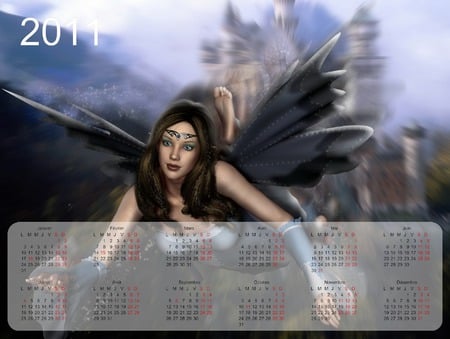 Calendar 2011 - fairy, fantasy, calendar, 3d