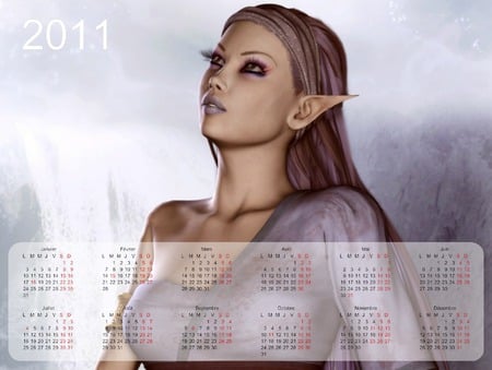 Calendar 2011 - elf, 3d, fantasy, calendar