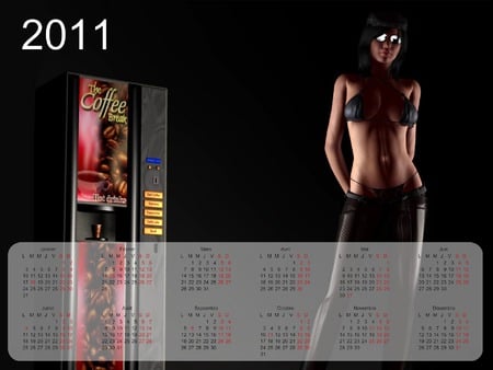 Calendar 2011 - woman, sexy, calendar, 3d