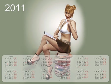 Calendar 2011 - woman, sexy, calendar, 3d