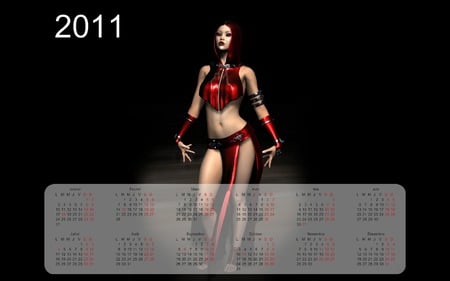 Calendar 2011 - woman, fantasy, calendar, 3d