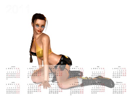 Calendar 2011 - woman, sexy, calendar, 3d