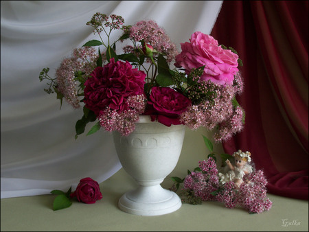 still life - nice, roses, photography, bouquet, rose, still life, vase, cool, beautiful, flowers, photo, flower, elegantly, harmony