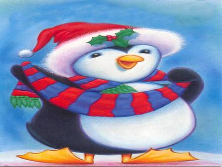 Christmas pinguin - christmas, pinguin, winter, holiday, snow