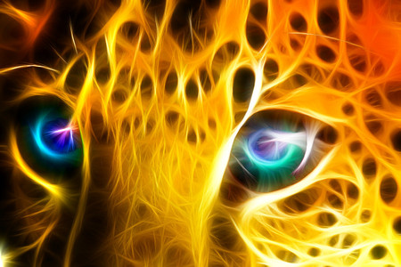 Fractal Penetrating Leopard Eyes - colorful, leopard, beautiful, eyes, fractal