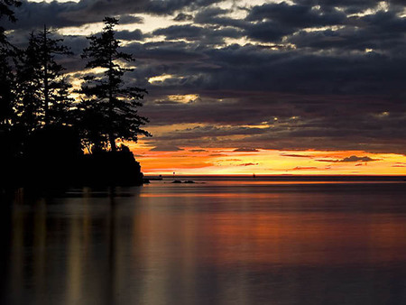 Sunset Tranquility - nature, sky, ocean, reflection, island, water, sunset, sea