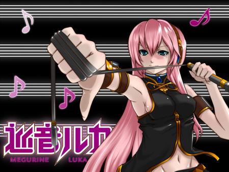 Megurine Luka - aqua, hot, headset, music, white, music notes, cool, aqua eyes, sexy, song, vocaloids, program, vocaloid, beautiful, pink, diva, nice, beauty, song notes, singer, black, virtual, pretty, megurine luka, idol, anime, cute, megurine, luka, girl, pink hair, notes, microphone, headphones, awesome