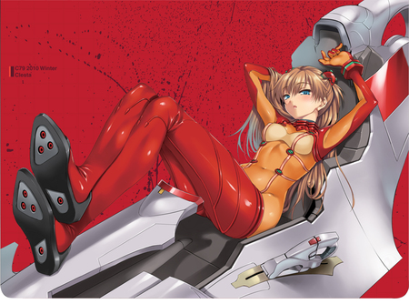 Asuka - plugsuit, red, neon, evangelion, 02, eva, sexy, genesis, cockpit, langley