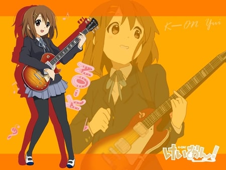 K-On! - yui, hirasawa, guitar, school, orange, uniform