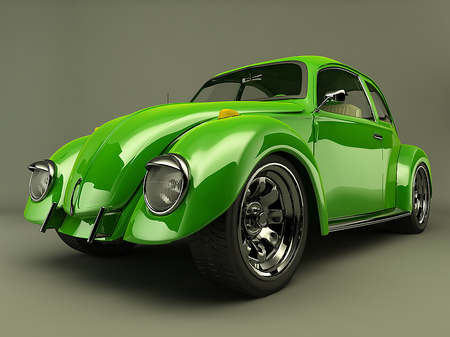 Beetle - vw, 3d, green, beetle