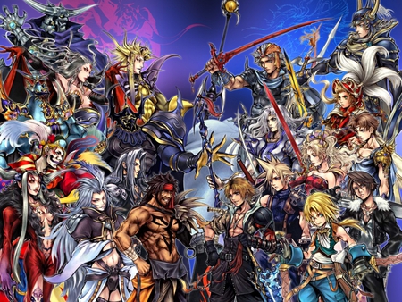 Square Enix Cross Over - kingdom hearts, final fantasy, characters, rpg, group, ff