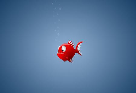 Funny - fish, blue, red, funny