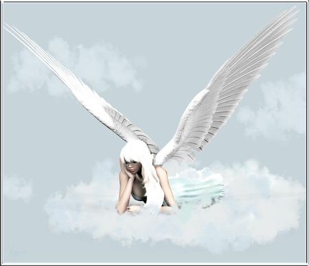 Angel - 3d, fantasy, white, angel