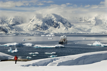 landscape winter - nature, ship, landscape, snow, winter, boat