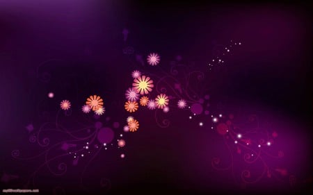 A Shining Bright Flower Abstract - abstract, flowers, vector, purple