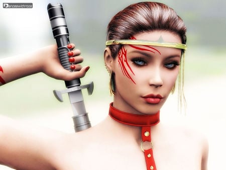 think_carefully - warrior, sword, fantasy, people, woman, other