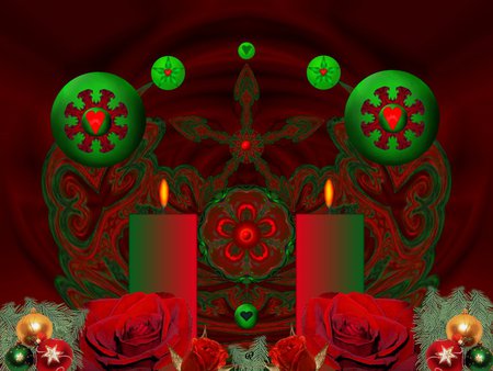 Christmas Candles - collage, 3d, fractal, abstract, christmas