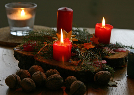 christmans candles - nuts, christmans, peaceful, candles, lovely