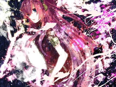 Megurine Luka - pretty, artistic, pink, luka, contrast, headphones, nice, abstract, program, megurine, beauty, virtual, white, megurine luka, cute, aqua eyes, song, vocaloid, anime, microphone, music, aqua, purple, pink hair, art, idol, anime girl, beautiful, singer, girl, cool, black, colorful, awesome, diva, vocaloids, headset