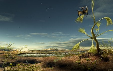 Alien Biotope - animal, green, sky, lake