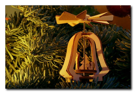 Merry Christmas - pine arrangement, beautiful, christmas decoration, holly stable, bell