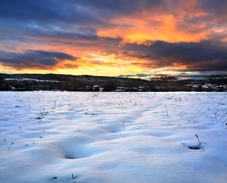 Winter Twilight - sky, clouds, snow, winter, twilight