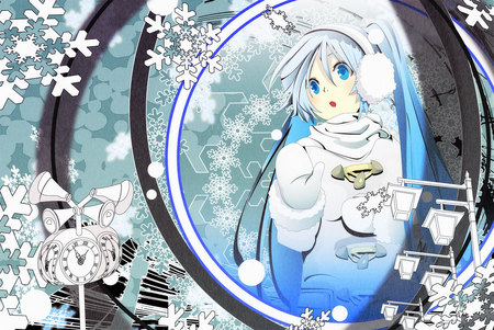 Yuki Miku - pretty, snowflakes, snow, yuki miku, nice, program, beauty, virtual, white, cute, aqua eyes, song, vocaloid, anime, blue, twintail, cherry blossom trees, hatsune miku, music, aqua, mirror, snow miku, idol, anime girl, winter, beautiful, singer, girl, cool, sakura trees, miku, awesome, diva, aqua hair, hatsune, vocaloids