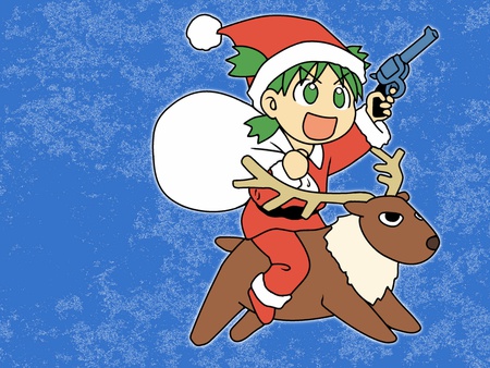 Yotsuba Claus - yotsuba, xmas, reindeer, blue, christmas