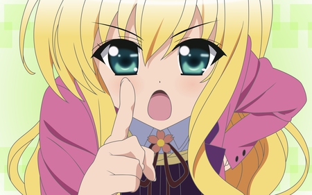 Isurugi Mio - vector, blonde hair, isurugi mio, close, green, aqua eyes, seifuku, mm