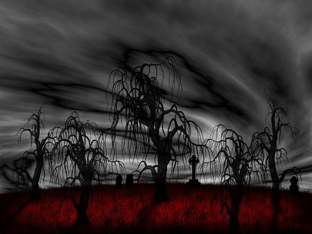 Grave Yard - dark, trees, fanasy, yard, grave