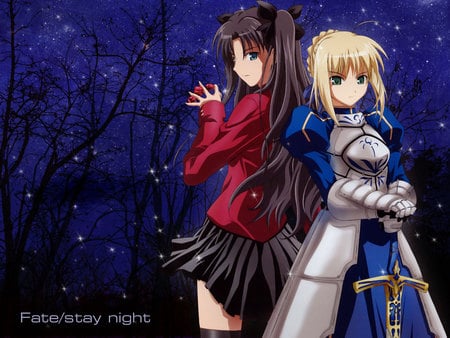 Rin and Saber - anime, saber, cute, rin