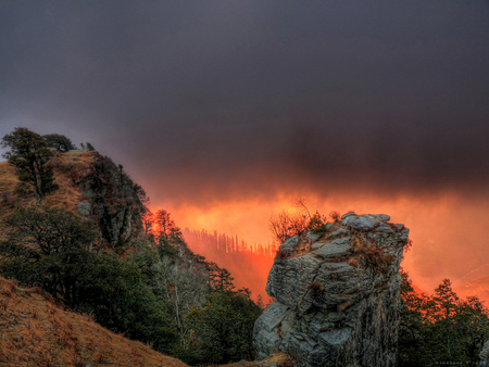 Hatu_peak - nature, sunset, forest, mountain