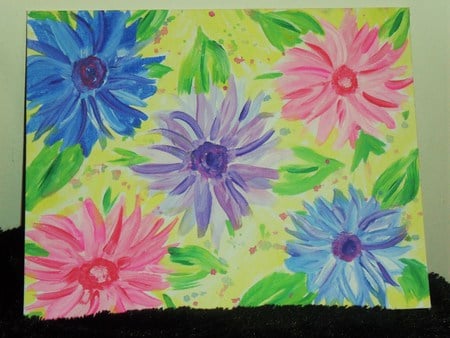 5 flowers - purple, flowers, blue, pink