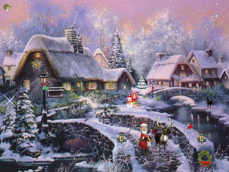 MAGIC CHRISTMAS TALE - christmas, santa, magic, snow, houses