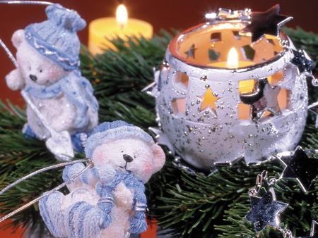 Cristmas candles - beauty, bears, xmas, magic, candles, toy, silver, toyes, candle, light, bear, lovely, hollidayes, christmas, happy new year, merry christmas, holliday, red, toy bears, lights