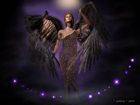 Angel of Night - abstract, fantasy, angel, night, guardian