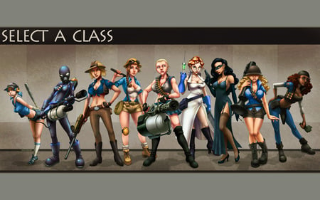 team fortress 2 girls - girls, team fortres 2, sexy, mausti, anime, guns