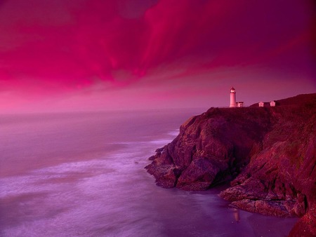 Lighthouse - oceans, nature, lighthouse, red, sky