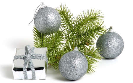 Silver christmas ornament - ornament, new year, silver, holiday, ball, christmas