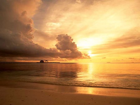 God's Smile - creation, sunshine, beach, sun, god, sunset