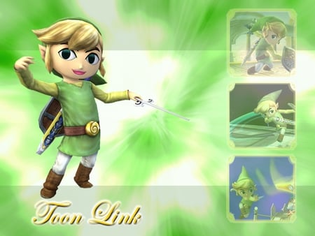 Toon link - green, boomerang, sword, toon link, shield