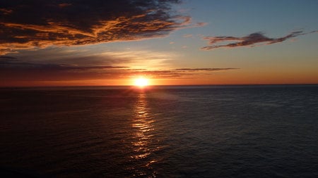 End of day - sunset, rays, cloud, sea, gold, ocean, orange, sky