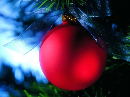 red-ball - christmas, red, ball, ornament, tree